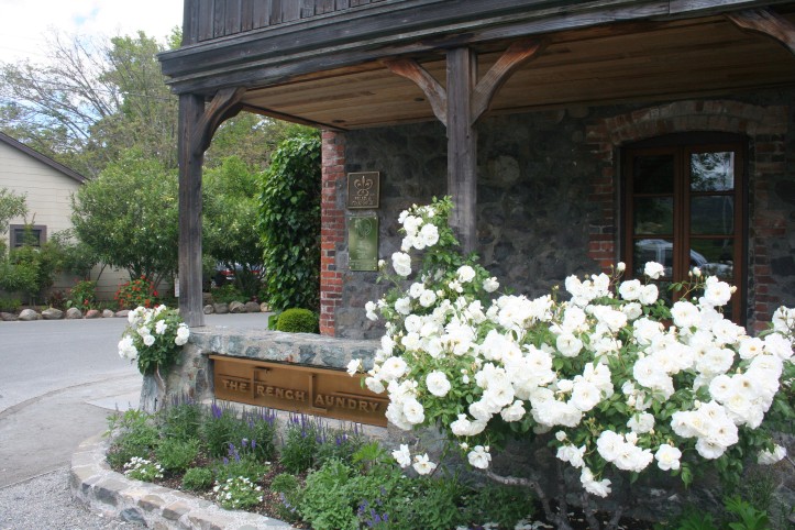 Rosas brancas na entrada do French Laundry, o primeiro e premiado restaurante de Keller